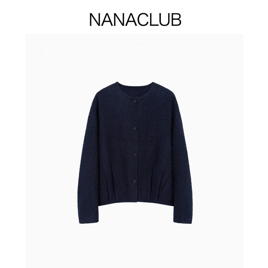 NANACLUB 苏丽羊驼毛小廓形大衣 全手工双面呢 软糯蓬松厚实保暖