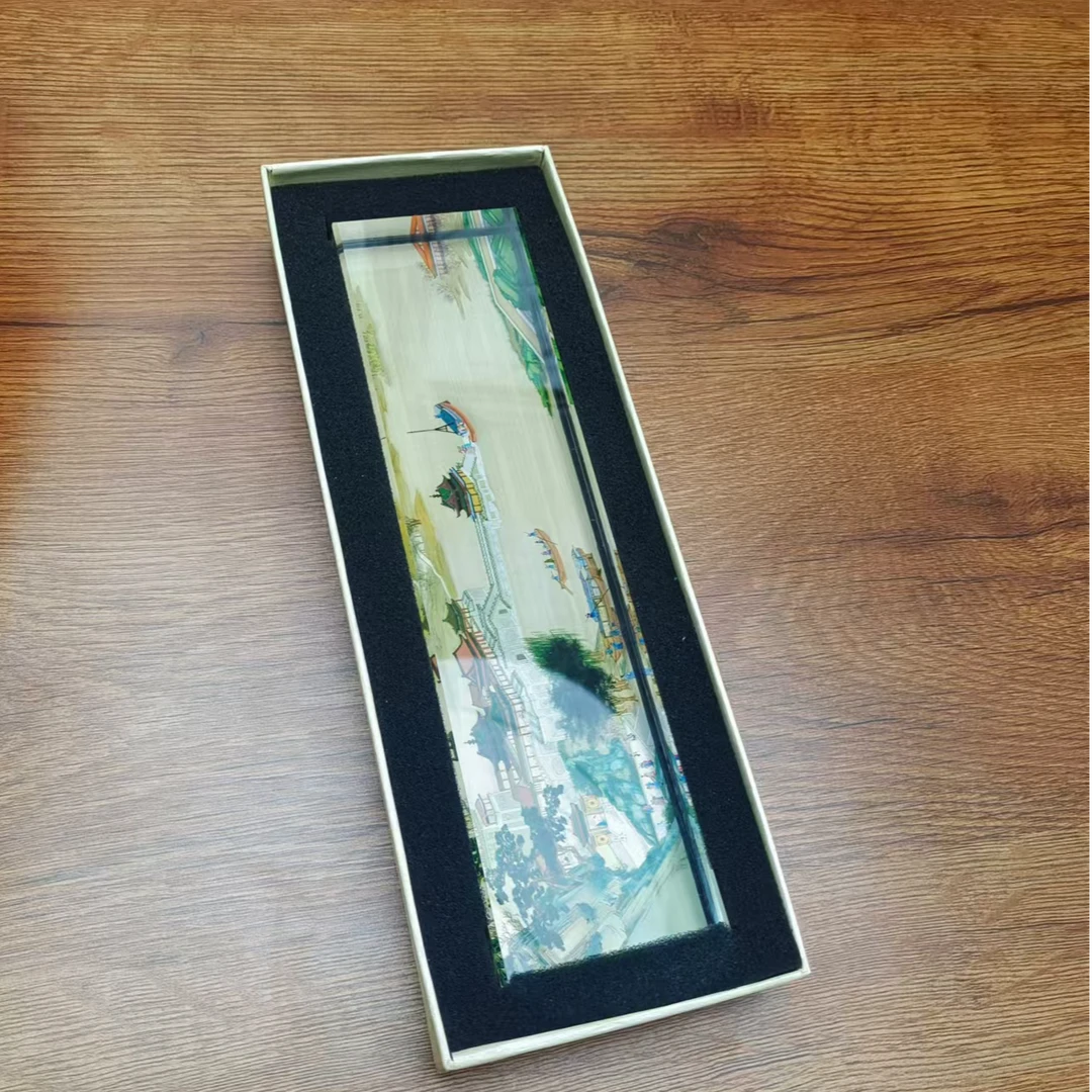 水晶镇尺高清复刻高端自制玻璃镇尺创意高颜值压书镇纸文创摆件