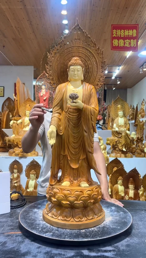 香樟木木雕款阿弥陀佛像