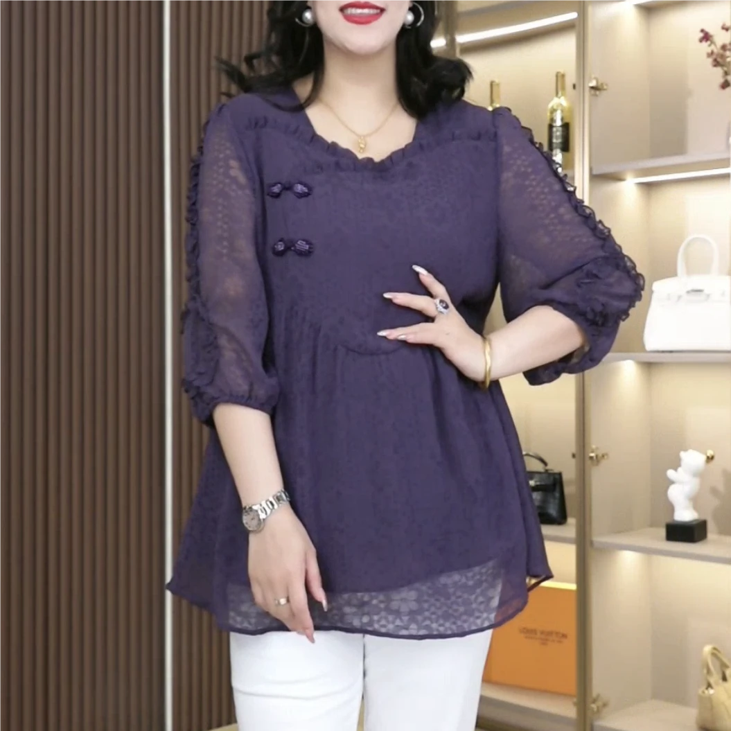 丹思慕夏季宽松显瘦遮肉衬衫大码女装新款时尚洋气上衣ZB6752