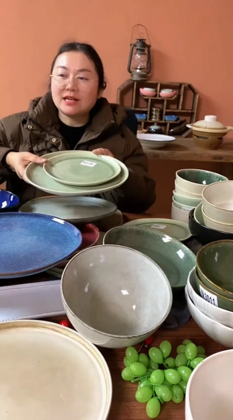 【闪购商品】碗X028 陶瓷异形大小盘两件套可能微瑕