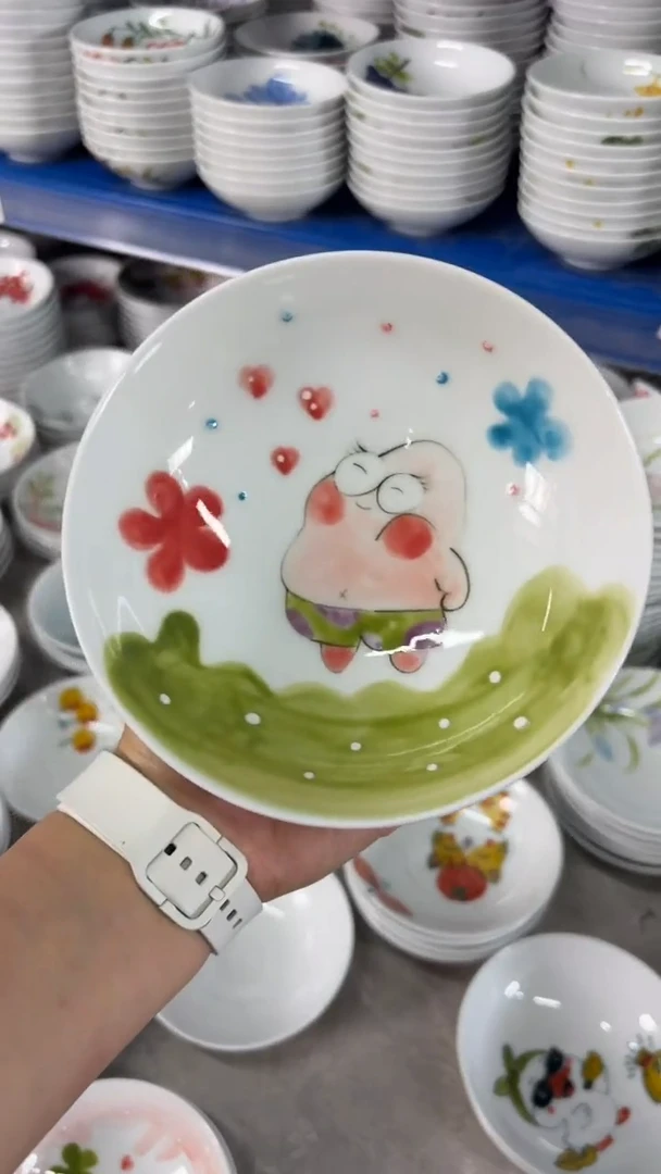 瓷片景德镇高温陶瓷食品级手绘釉中彩-小胖碗