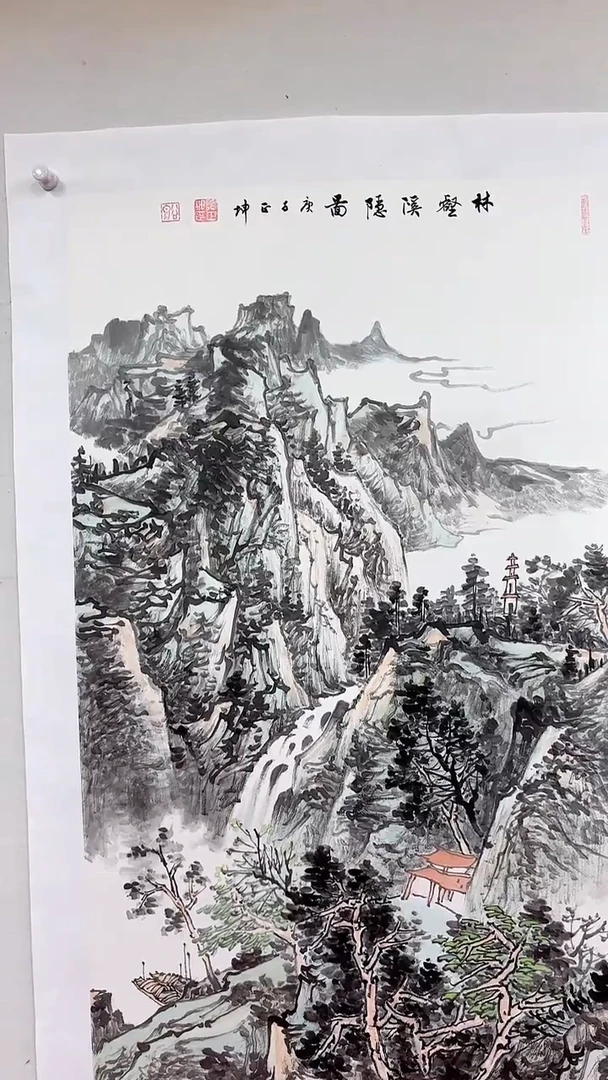 国画林壑溪隐图/4尺托底/谭正坤