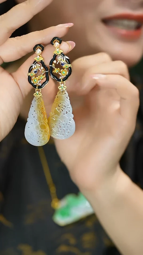 【闪购商品】翡翠耳饰银S925镶嵌支持48小时鉴赏