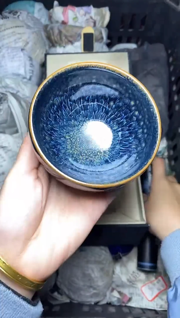 【闪购商品】茶盏蓝孔雀 盏三疯建盏茶器