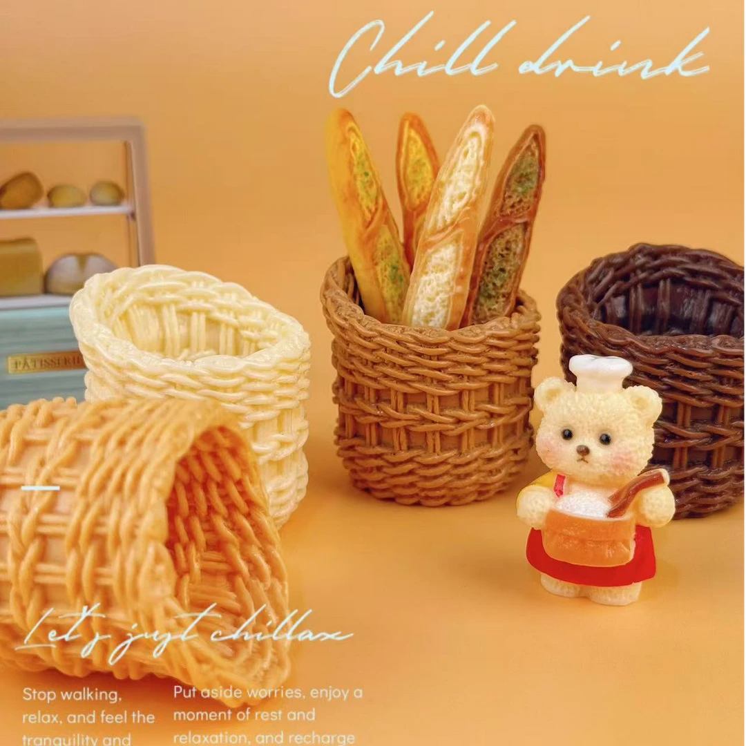 【开芯定制-法棍筐】 高品树脂仿真食玩 树脂DIY奶油胶配件