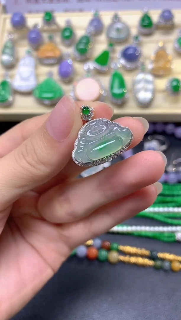 翡翠18K金镶嵌吊坠(不含链)吊坠|6900+690