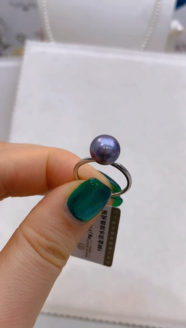 【闪购商品】淡水珍珠戒指18K金镶嵌34 9-10mm