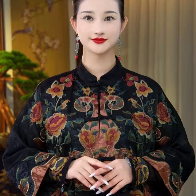 [WYZAKING]【琨玉秋霜·羽绒款】重工刺绣盘扣长款大袍子外套