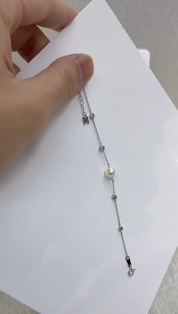 银S925镶嵌海水珍珠手链