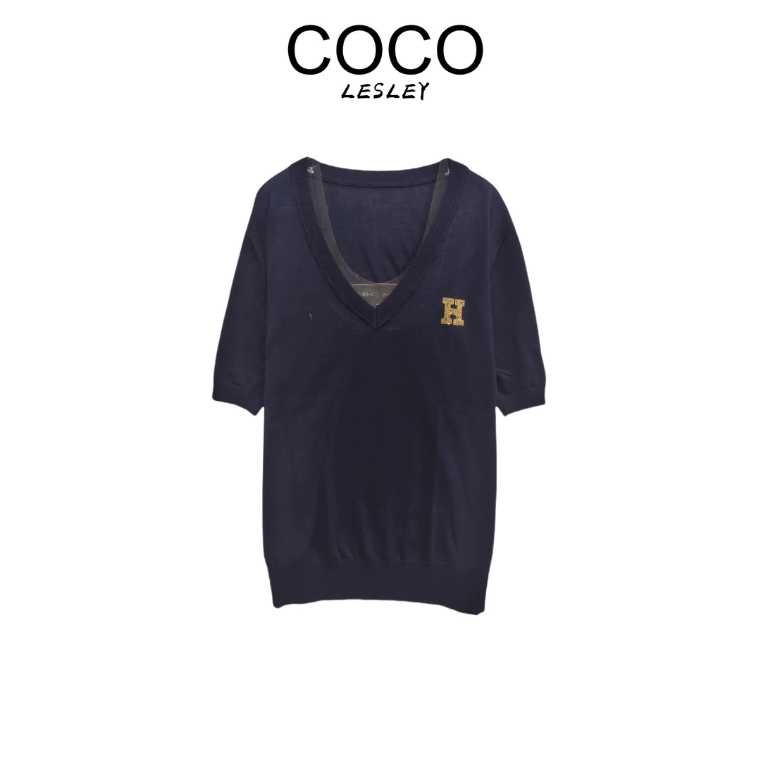 【COCO LESLEY】16针工艺+桑蚕丝羊毛V领贴片字母针织msl437