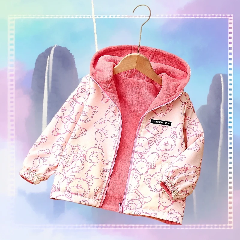 1男童冬装外套加绒加厚两面穿时尚男女童宝宝男童加绒加厚外套
