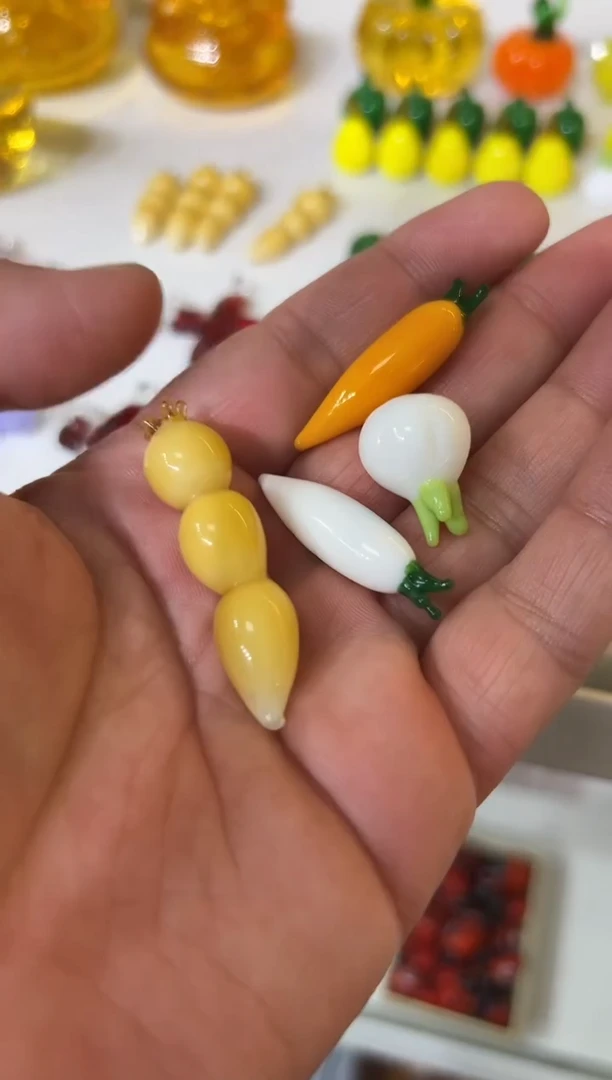 手工艺品琉璃C*吃摆件4件