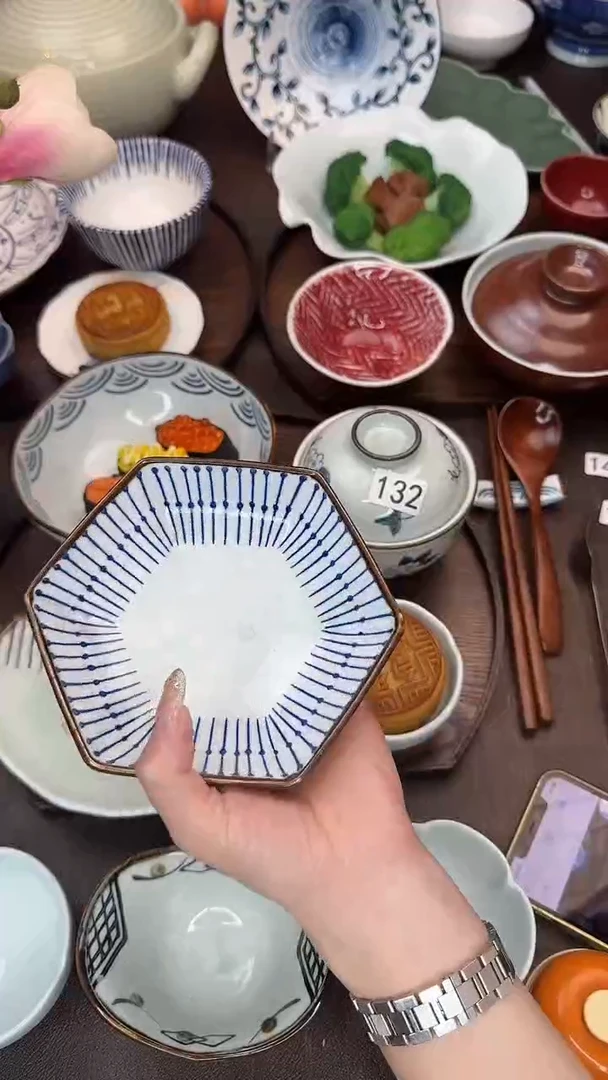 瓷（珠帘）手工六边碟