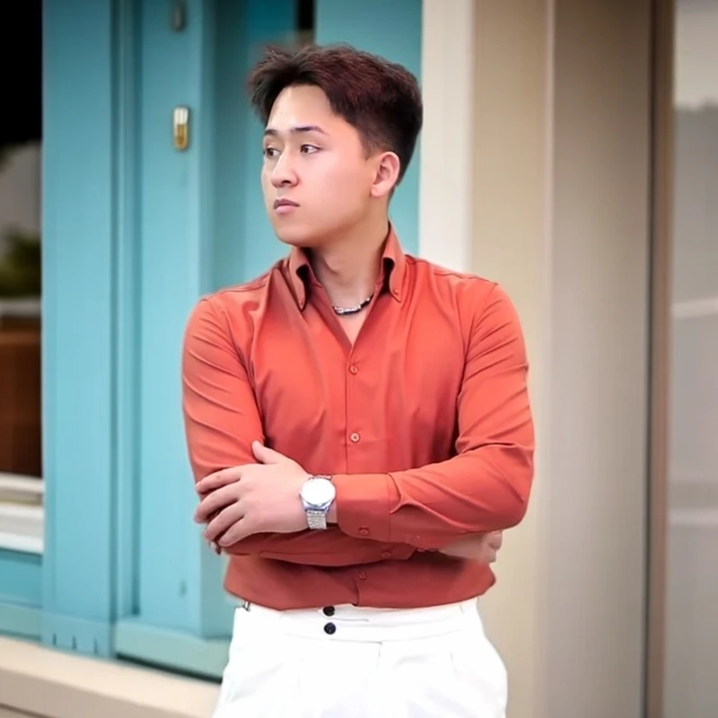 春夏纯棉长袖衬衫百搭男士【888】