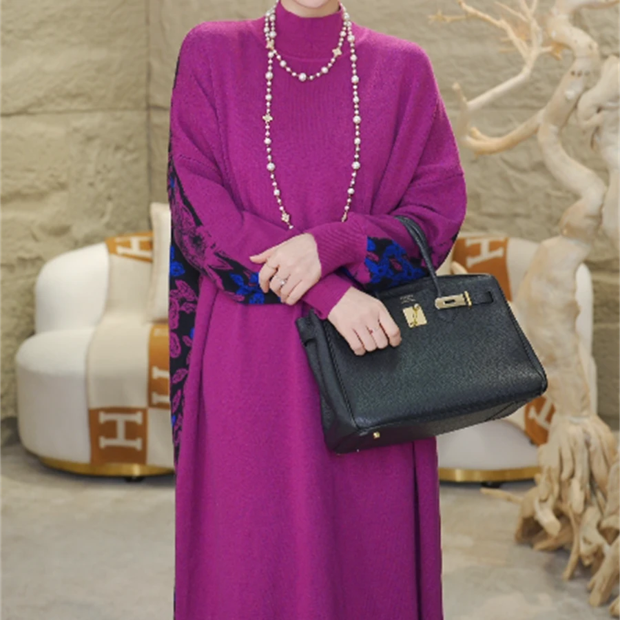 重磅【流离】春夏高级感宽松秋冬保暖时尚气质洋气毛衣连衣裙-1212#