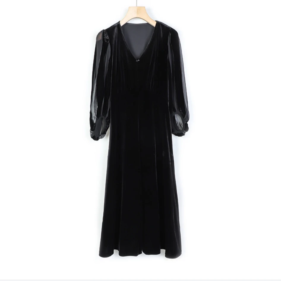 陌妆轻奢女装连衣裙春款黑色显瘦显高女士连衣裙13169