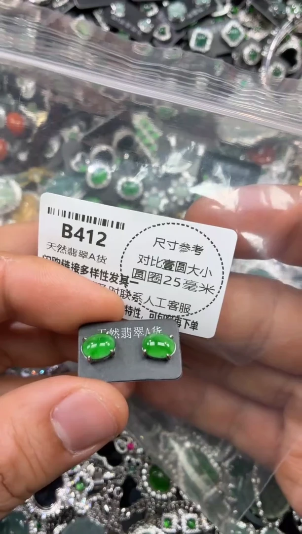 颈饰未镶嵌翡翠B412耳钉