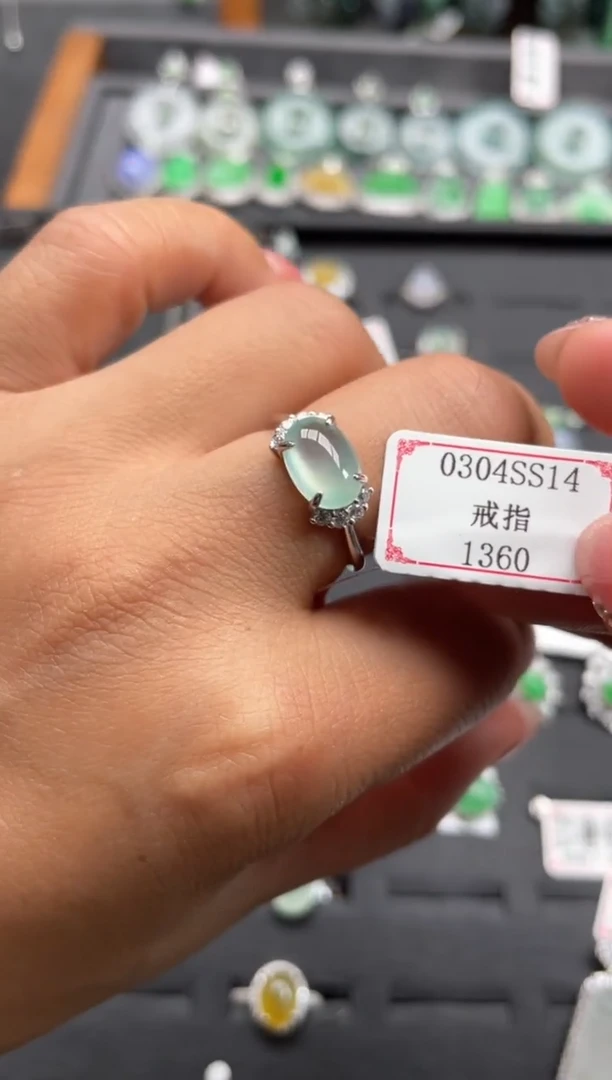 【闪购商品】翡翠耳饰银S925镶嵌0304SS14