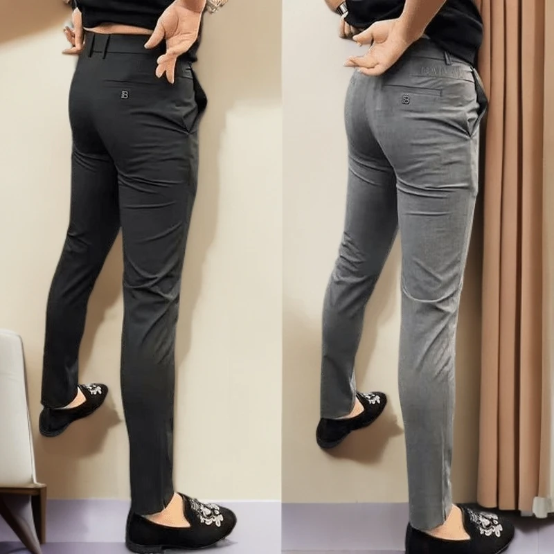 2025夏季新款西裤高档商务时尚帅气潮男修身小脚裤弹力男士休闲裤