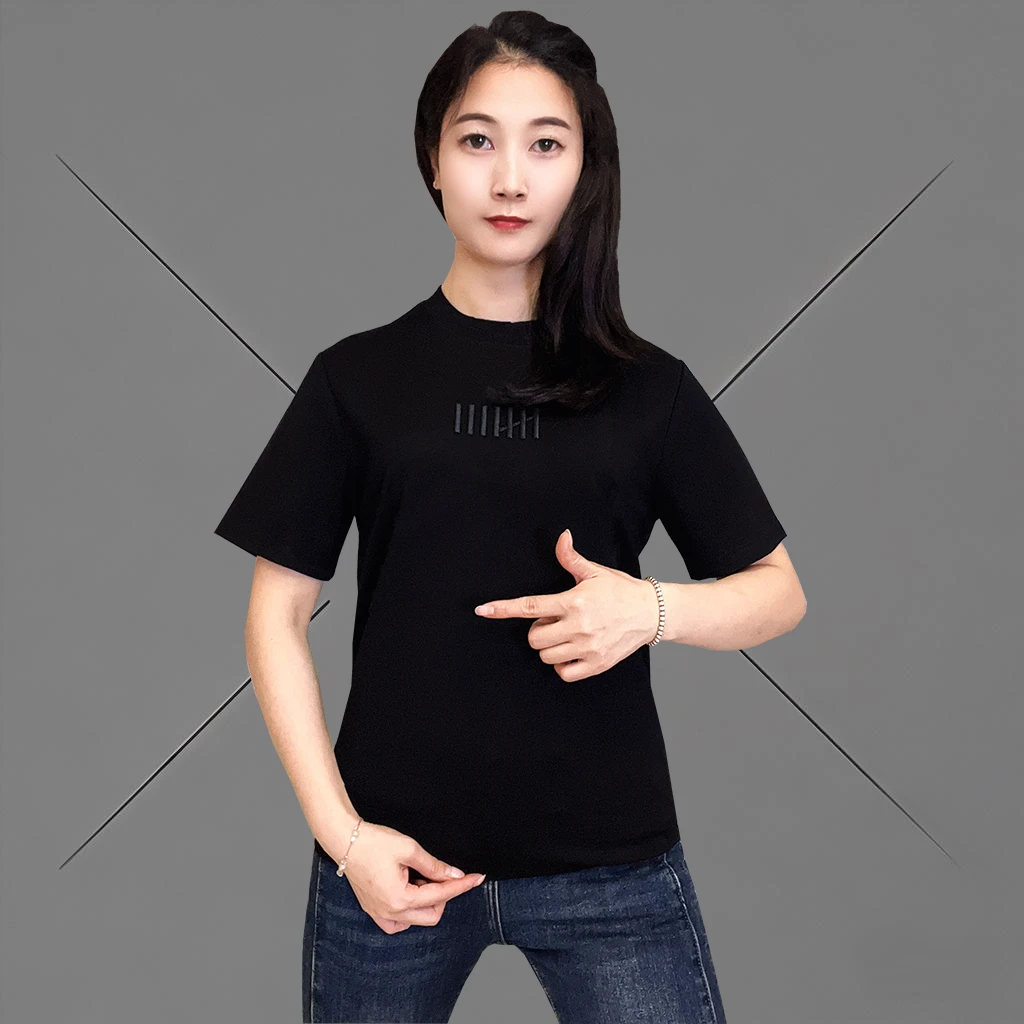 夏季新款轻奢潮流品质时尚网红个性男士刺绣修身百搭休闲圆领短袖
