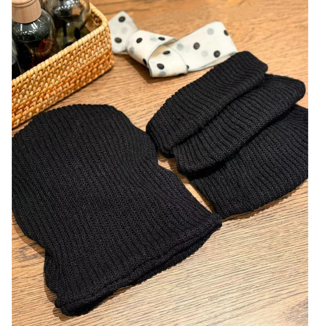 [68岁小姐姐]围脖帽子两用日系时尚纯色黑色男女羊毛针织保暖围脖