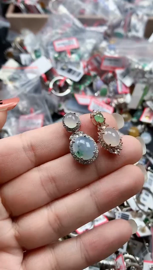 银S925镶嵌戒指翡翠天然A货缅甸翡翠