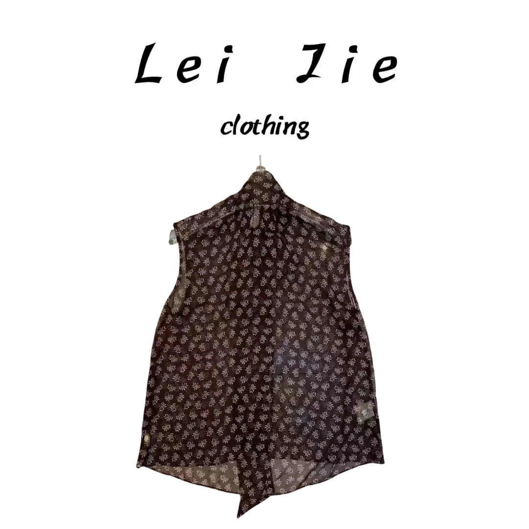 【Lei Jie】轻盈飘逸时髦飘带桑蚕丝上衣「配吊带」5322