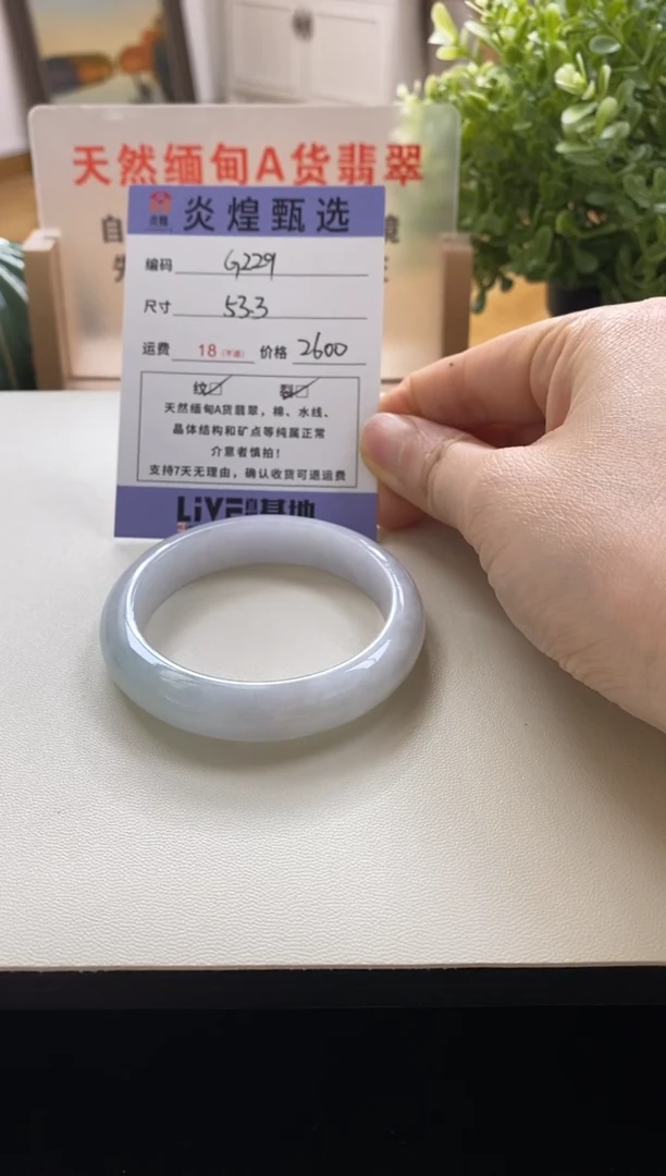 未镶嵌手镯翡翠圈口53.4编码g229