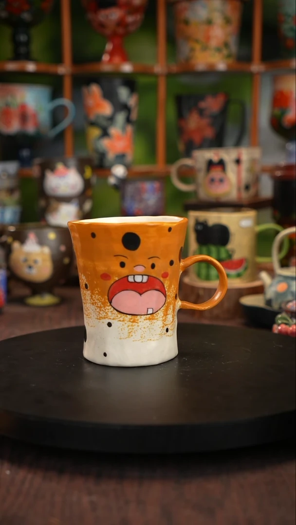 釉下手绘陶瓷杯子