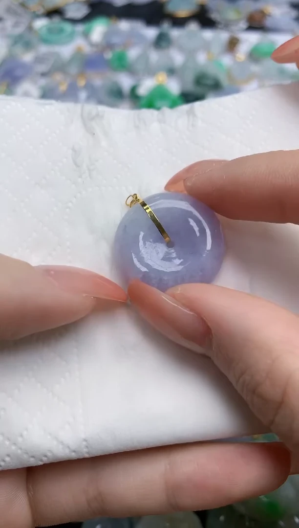 【闪购商品】翡翠颈饰18K金镶嵌天然缅甸翡翠A货