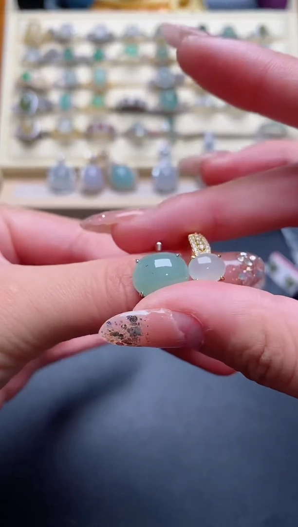 银S925镶嵌戒指翡翠666666-10