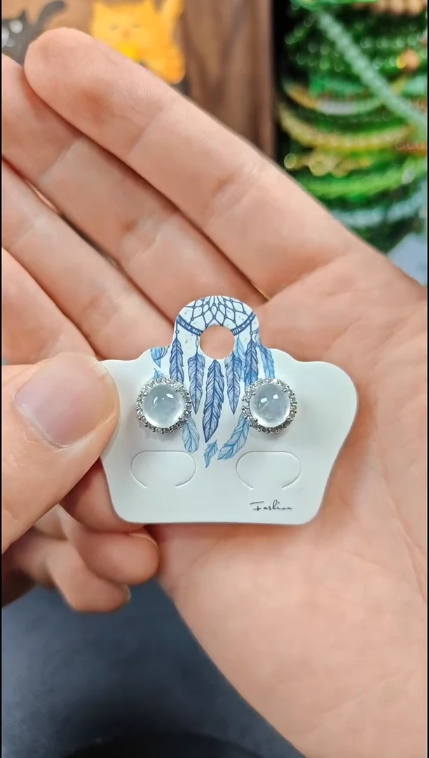 银S925镶嵌翡翠耳饰翡翠耳饰S925银镶嵌