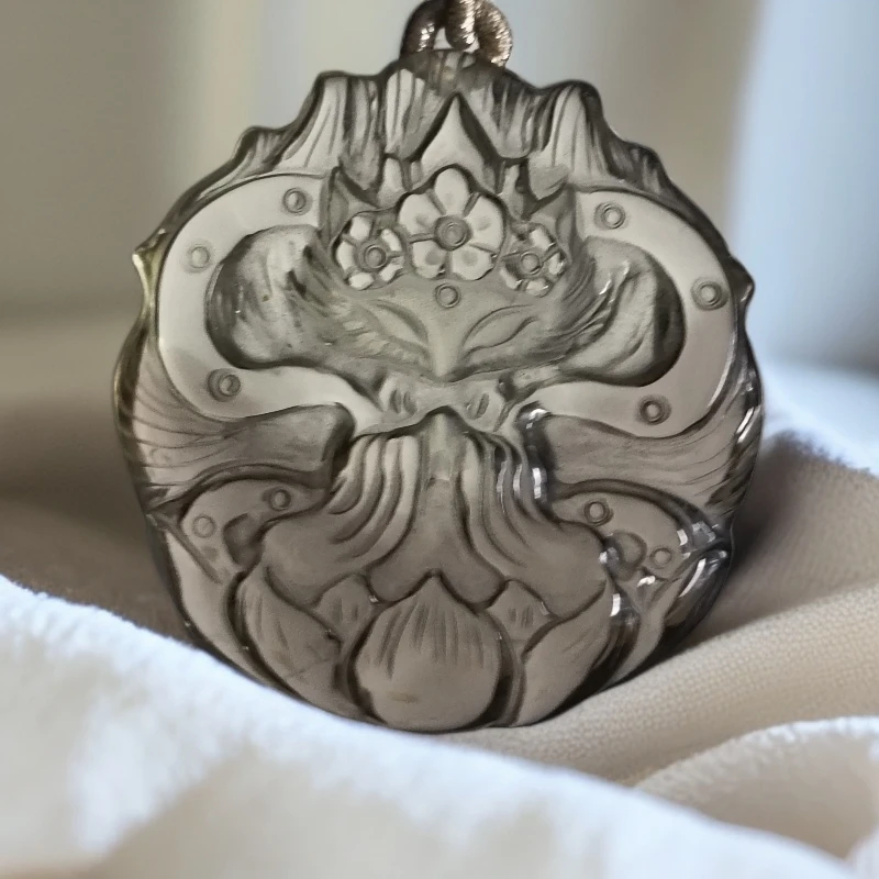 合金吊坠 茶黄渐变九尾狐娘娘牌