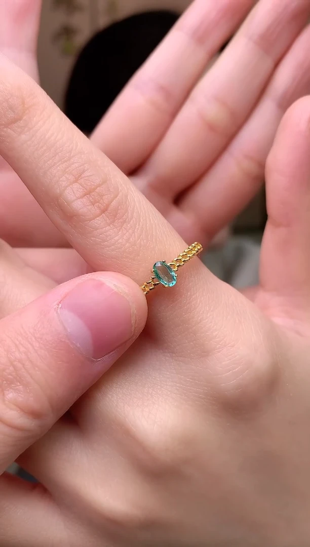 【闪购商品】祖母绿戒指银S925镶嵌戒指