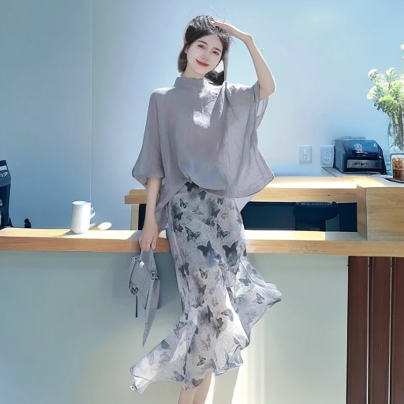 夏装减龄洋气时尚气质女神范高端套装裙一整套温柔系炸街奶乖搭配