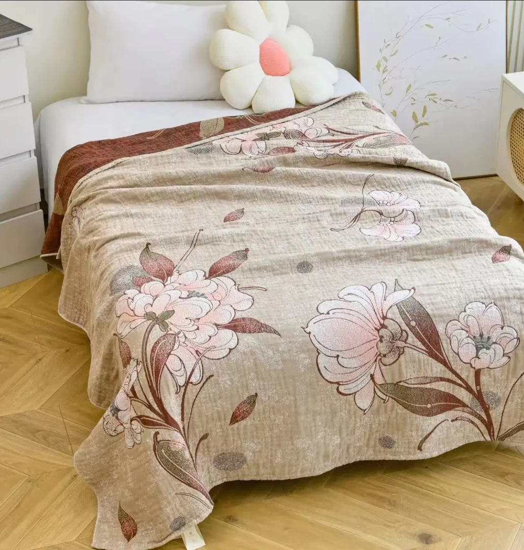 【一束芳华】150*200cm天然雨露麻吸湿透气亲肤床盖毯