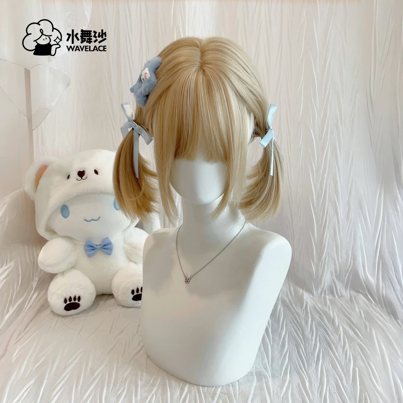 水舞沙网红白金色短发波波头头Lolita少萝jk圆脸减龄全头套式假发