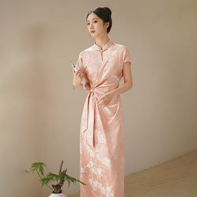 初蝉衣事改良旗袍夏季新款收腰显瘦国风新中式连衣裙女240100-N