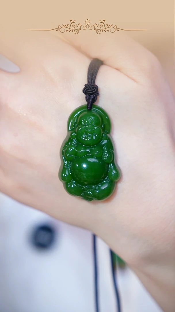 吊坠(不含链)未镶嵌和田玉（碧玉）站佛