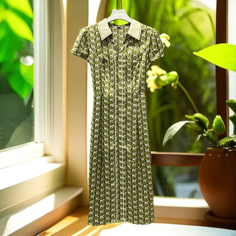 【A679】2025夏季新款时尚修身显瘦高端气质短袖连衣裙