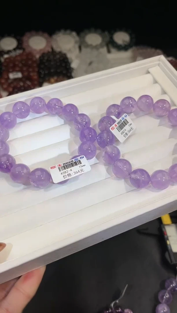 【闪购商品】水晶手链未镶嵌多样性发一紫水15mm
