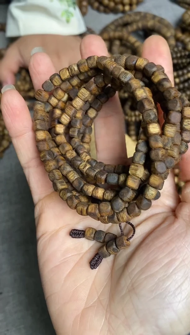 沉香手串张勺子高品质4mm-5mm小方糖珠多圈手串多样性发一