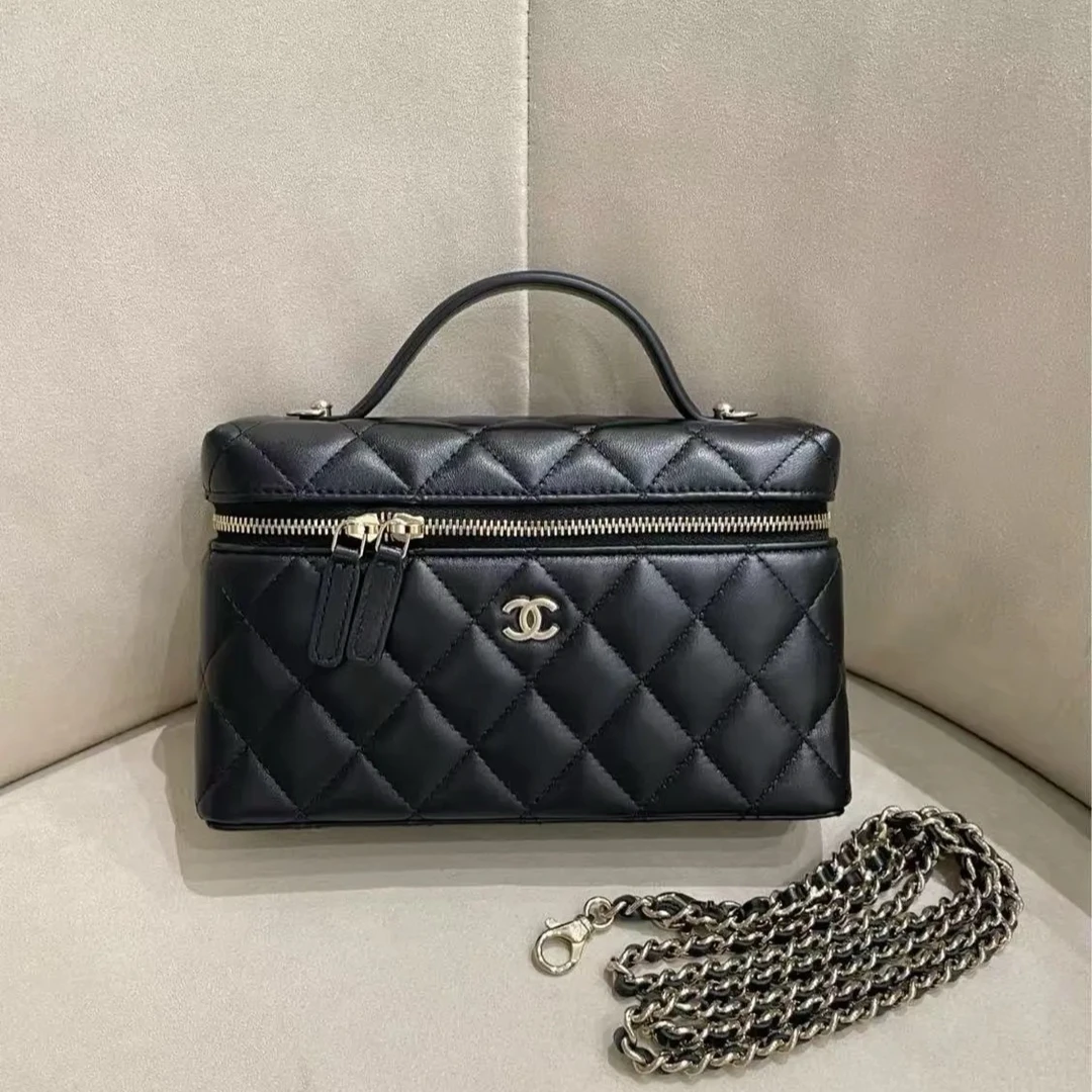 95新 Chanel/香奈儿 25c LP长盒子黑金羊皮芯片款76570021