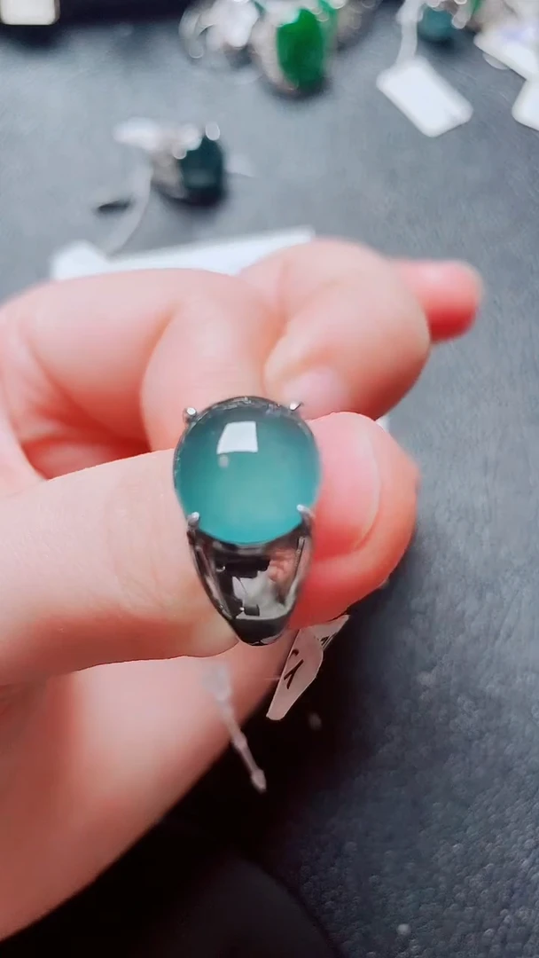 银S925镶嵌戒指翡翠1