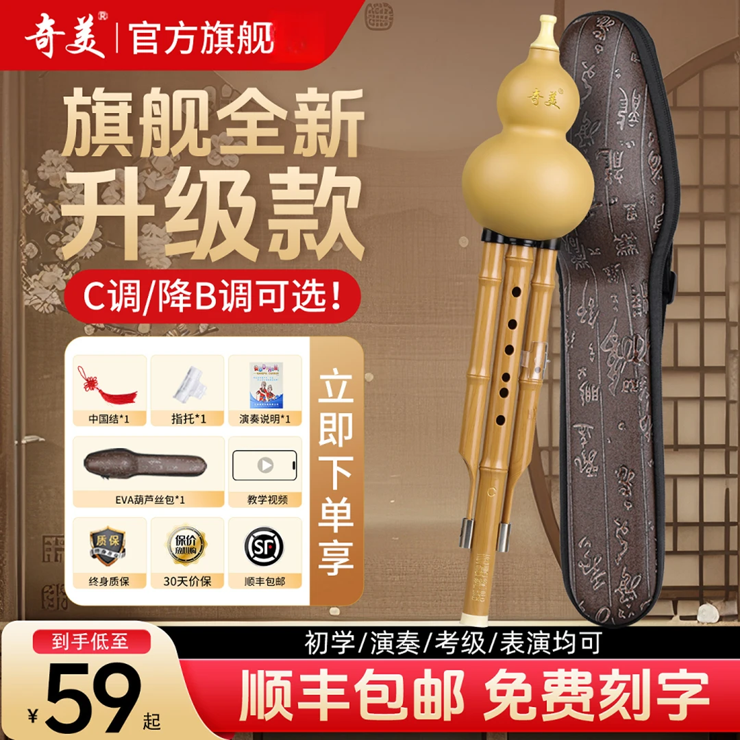 奇美葫芦丝C调降B调小学生用教学儿童自学初学成人专业入门乐器