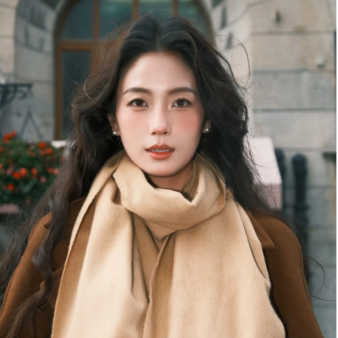 3951【LIANBANGH.K】黑灰花 时尚春秋冬围披肩