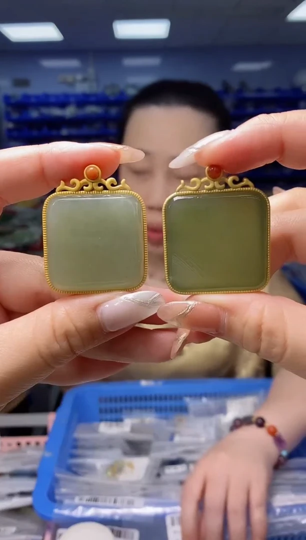 和田玉银S925镶嵌吊坠(不含链)多样性发货发其一