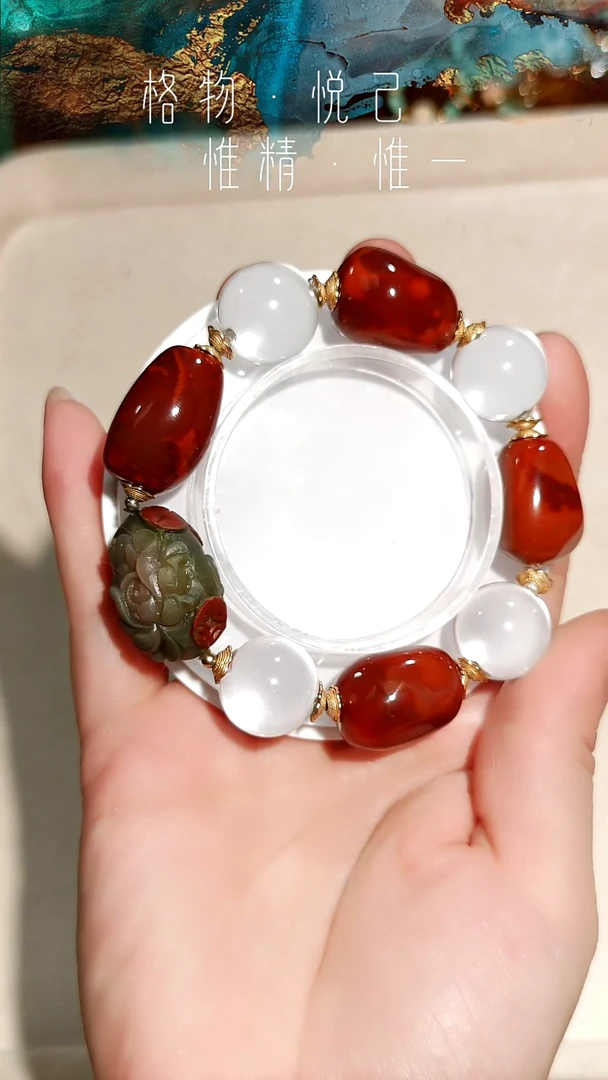 银S925镶嵌原矿火焰纹南红玛瑙全净体双A白水晶老盐源等