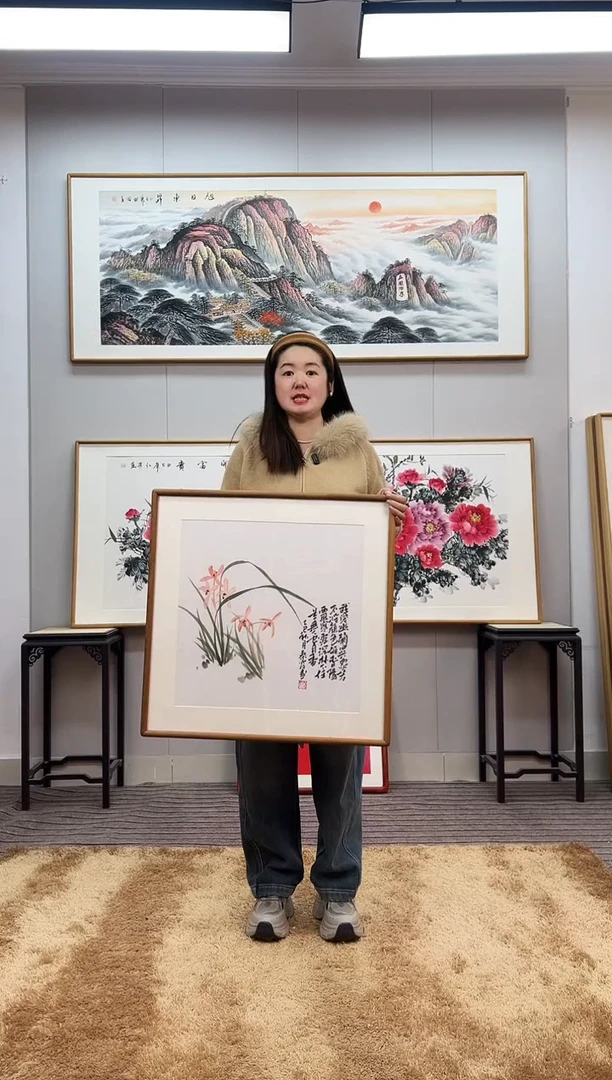 国画手绘兰花62*62尺寸